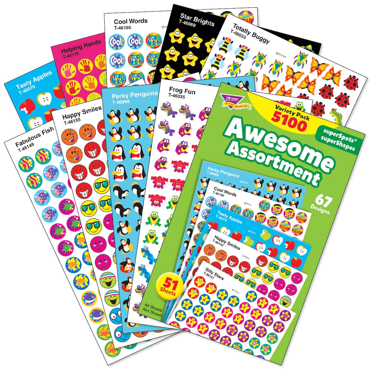 Trend Enterprises® superSpots® superShapes Awesome Assortment 7/16” Stickers, 5100 Count
